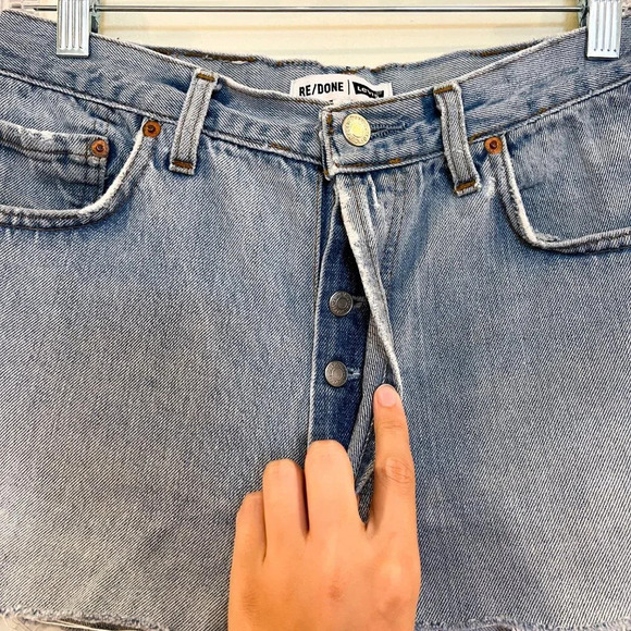 REDONE x Levi's Light Wash Distressed Cutoff Denim Shorts 28 FLAWED - Picture 5 of 10